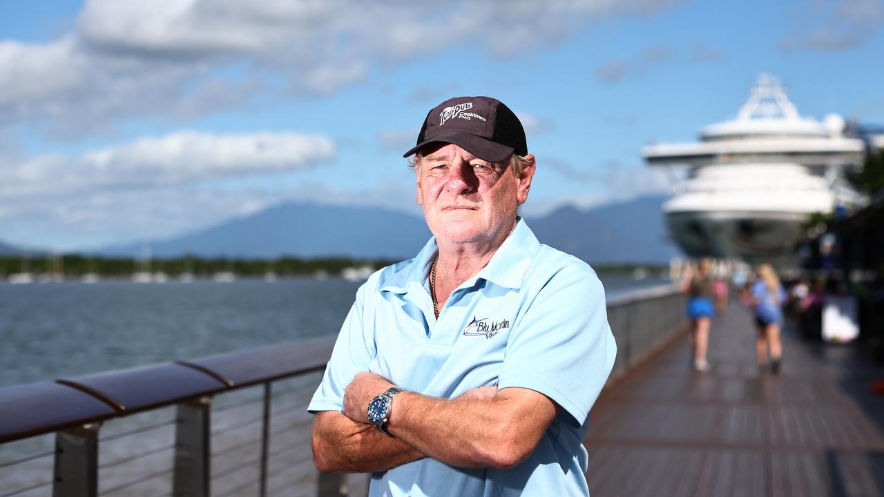 Paul Harris has owned the Blu Marlin Bistro at the Cairns Marlin Marina for six years, and has seen crime along the waterfront boardwalk dining precinct increase exponentially in that time. Picture: Brendan Radke.