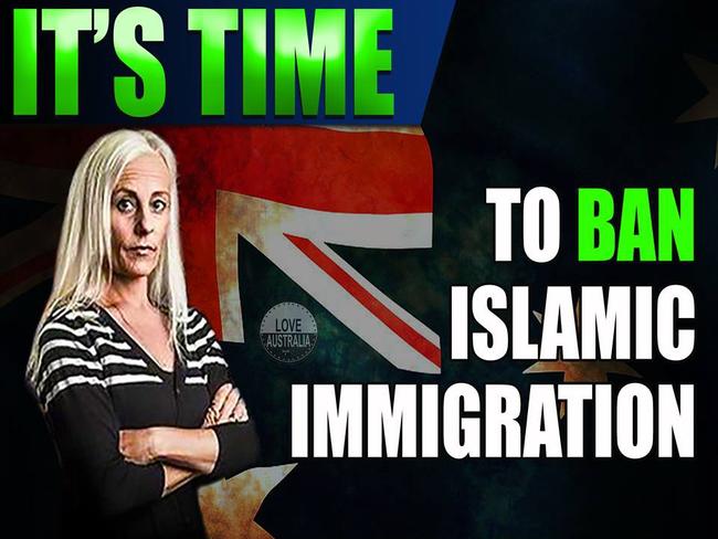 Kim Vulga, leader of Love Australia or Leave, is firmly against Islamic immigration. Picture: Supplied/Facebook