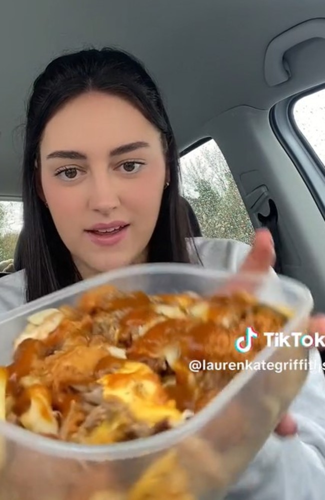 Lauren Griffiths shares her loaded fries on TikTok. Picture: TikTok