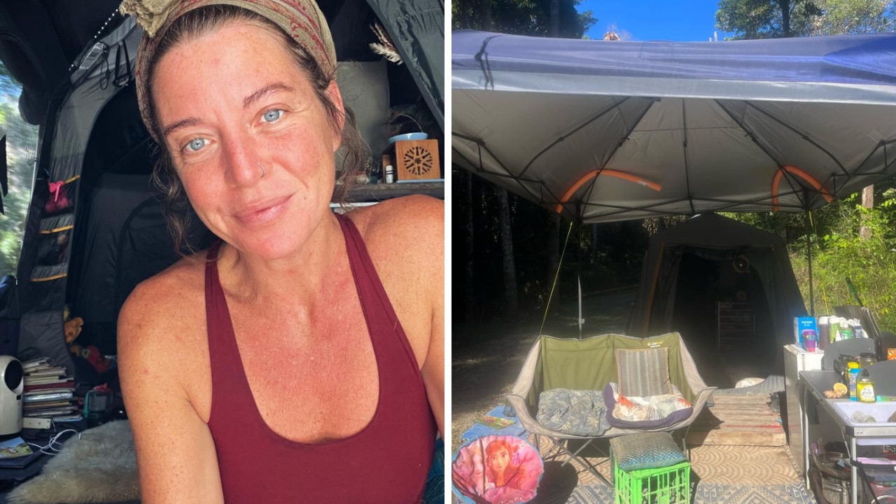 Lucy lives in a tent with her two daughters. Picture: Lucy Aura