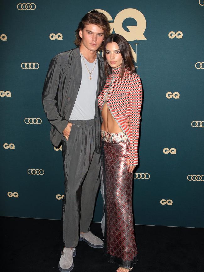 Jordan Barrett and Emily Ratajkowski on the GQ red carpet. Picture: Christian Gilles