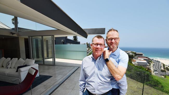 Fred Balboni and partner Geoff Collins in Tamarama, Sydney Picture: Sam Mooy