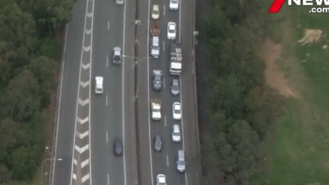 Traffic is being diverted off the Centenary Mwy after a serious crash at Indooroopilly. Picture: 7 News