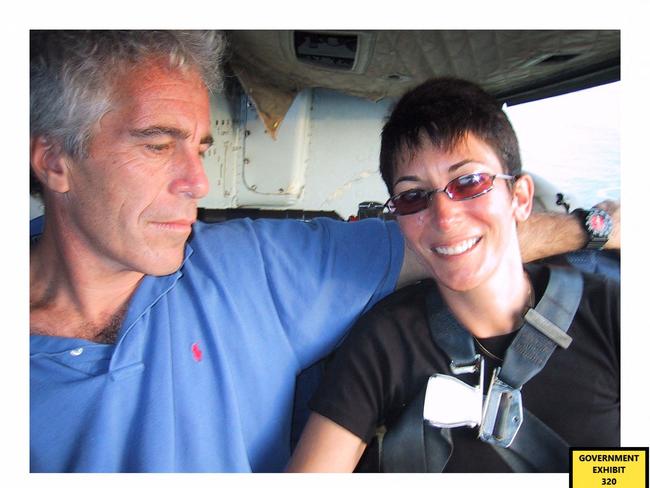 Ghislaine Maxwell and Jeffrey Epstein in photos submitted as evidence to the trial. Picture: Supplied.