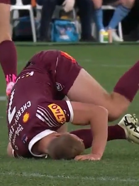 Cherry-Evans was clearly taken out. Photo: Channel 9