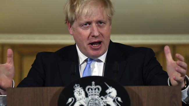 Boris Johnson speaks about the coronavirus outbreak. Picture: Getty Images.