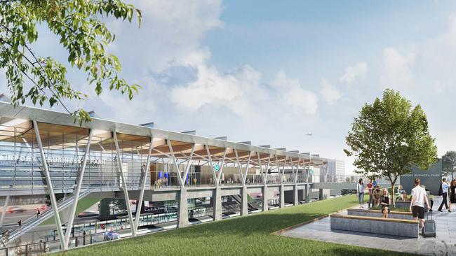 Artist impression of Airport Business Park station.