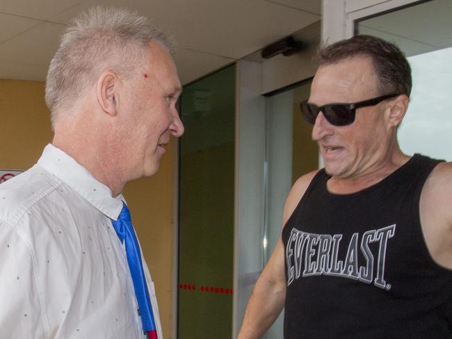 Courts - Former Onkaparinga councillor Rob de Jong has been charged with stalking and breaching an intervention order arrives at Christies Beach Magistrates Court, yelled at by Stuart, the partner of alleged victim. 22nd October 2024 Picture: Brett Hartwig