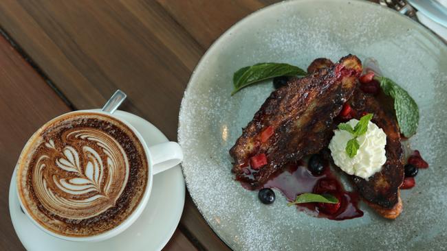 Some of the food and ambience at Daymaker Espresso at Miami. French Toast. Picture Glenn Hampson