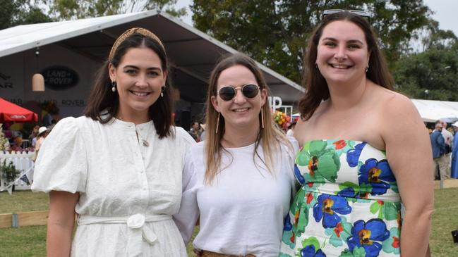 Sarah, Sara and Sarah at the Rockhampton Jaguar Land Rover Pop-Up Polo on June 3, 2023. Picture: Aden Stokes