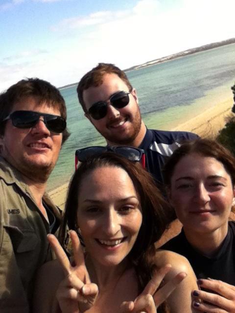 James Moore, left, and Natasha Turnbull, right, both died in the fatal. They are picture with friends Amy Jones and Jason Bristow (centre).