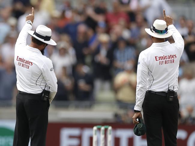 Umpires (L-R) Aleem Dar and Joel Wilson came under heavy criticism for their performances in the first Ashes Test. Picture: Ryan Pierse/Getty Images