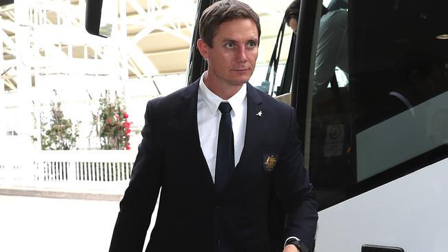 Wallabies assistant coach Stephen Larkham at Sydney airport on Friday ahead of the Spring Tour.