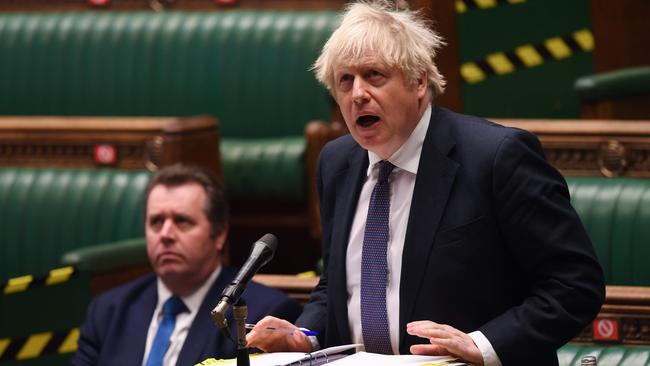 ‘We are in a tough final stretch’: Boris Johnson in the House of Commons on Wednesday night. Picture: AFP