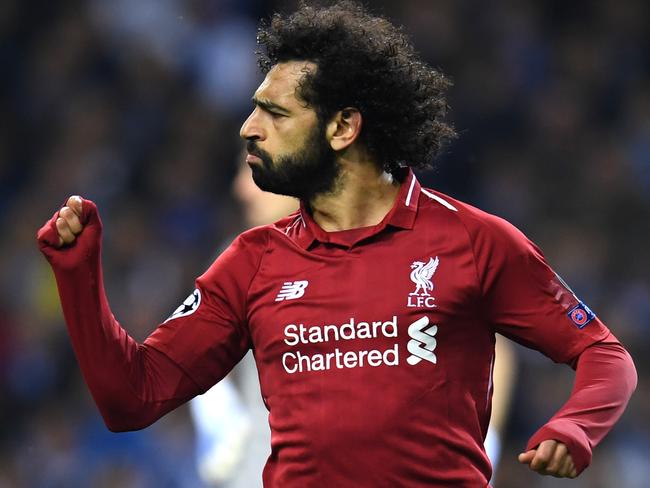 PORTO, PORTUGAL - APRIL 17:  Mohamed Salah of Liverpool celebrates after scoring his team's second goal during the UEFA Champions League Quarter Final second leg match between Porto and Liverpool at Estadio do Dragao on April 17, 2019 in Porto, Portugal. (Photo by Matthias Hangst/Getty Images)