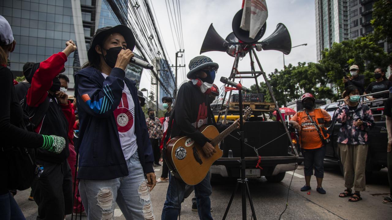 Protesters in Thailand are frustrated over a slow vaccine rollout and record Covid-19 infection numbers. Picture: Lauren DeCicca/Getty Images