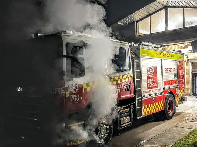 A broken down and smoking fire truck. Picture: Fire Brigade Employees Union of NSW