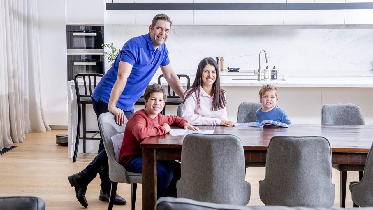 Clinton and Rosie Waters with sons Harvey, 10, and Hugo, five Picture: Tim Carrafa