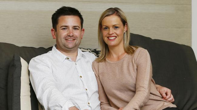 New Kingborough Council Mayor Dean Winter with his wife Allison. Picture: MATT THOMPSON