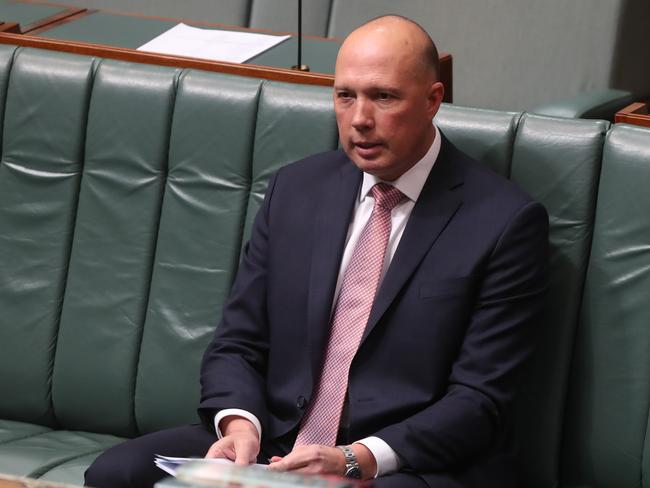 Home Affairs Minister Peter Dutton after making a statement  in the House of Representatives chamber, Parliament House in Canberra. Picture Kym Smith