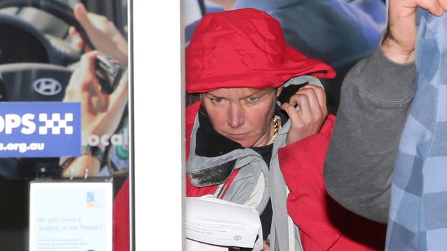 Lizzie Buttrose, niece of media identity Ita, leaves Waverley Police Station after being charged with assaulting police. Picture: Bill Hearne