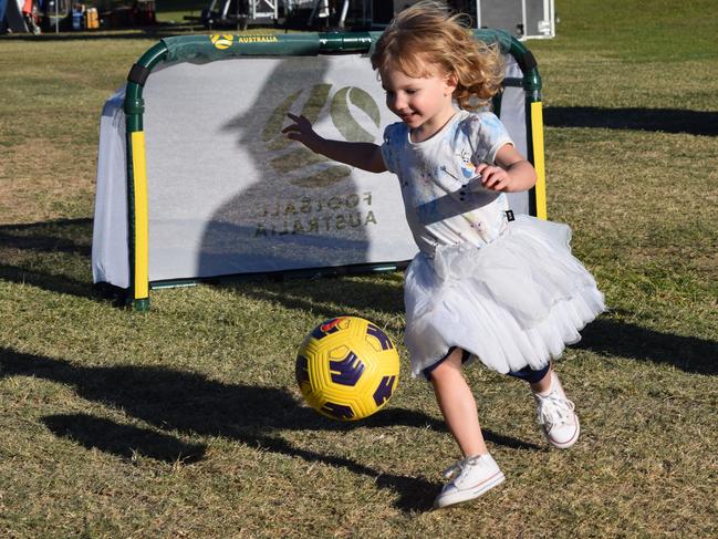 Charlotte Macdonald at the Matildas watch party on the Strand, Townsville, for the game vs France on August 12, 2023. Picture: Daniel Shirkie