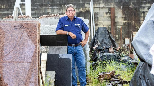 Peter Wrafter, Director of T. Wrafter and Sons Stonemasons, says he is owed hundreds of thousands of dollars by the now failed JM Kelly Group. Picture: AAP Image/Richard Walker 