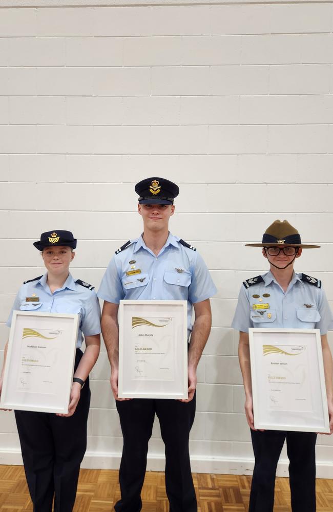 Duke of Edinburgh Gold Award recipients Maddison Brennan, Aiden Murphy and Braiden Wilson. Picture: Darcy Fitzgerald