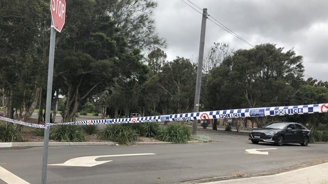 The parkland in Dapto was a crime scene on Thursday afternoon.
