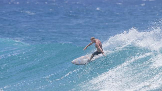 Former World Champion surfer Mick Fanning enjoying the large swell at Snapper Rocks on Sunday 2 January 2022. Picture: Jerad Williams