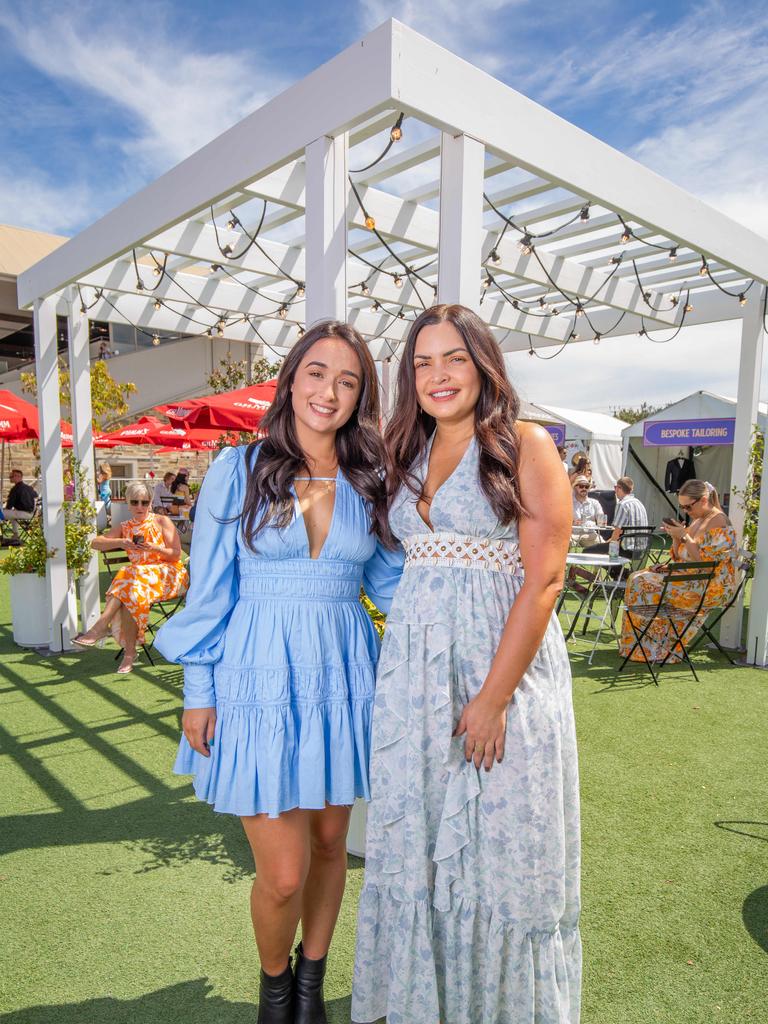 Natalie Subelli and Alyssa Digirolamo at the 2023 Adelaide Cup at Morphettville Racecourse. Picture: Ben Clark