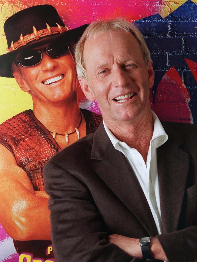 Paul Hogan with his alter ego, Mick Dundee.