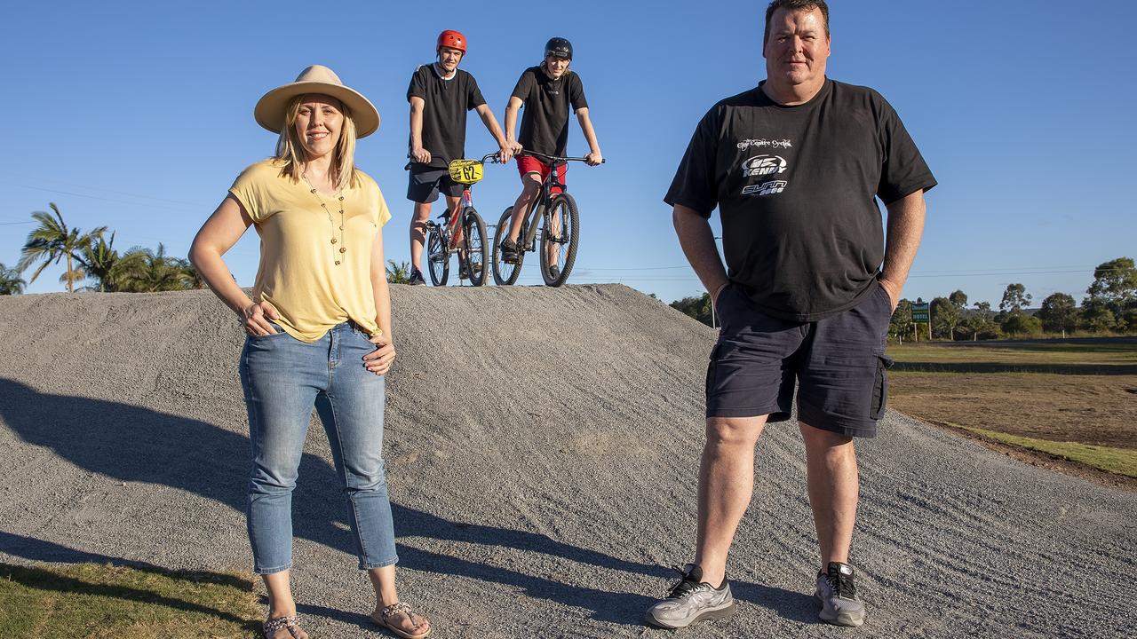 Jade Wellings played an integral role in getting a new BMX track for her division. She’s pictured with Rohan Allan (front), Campbell Allan and Mackenzie Allan (back).