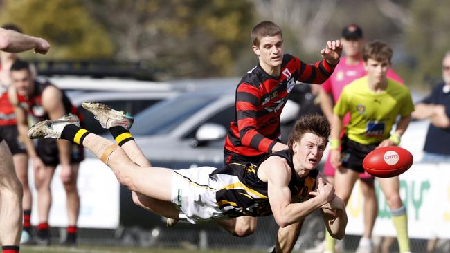 Zach Adams flies for a mark during the TSL Elimination Final. Picture: Nikki Davis-Jones