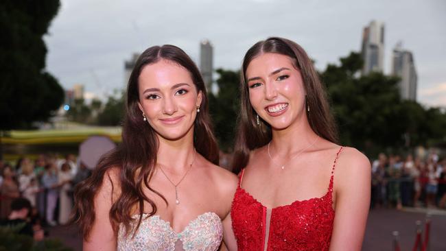 Allanah Reid and Claire Vossen at the Emmanuel College class of 2025 formal at HOTA for Gold Coast at Large. Picture, Portia Large.