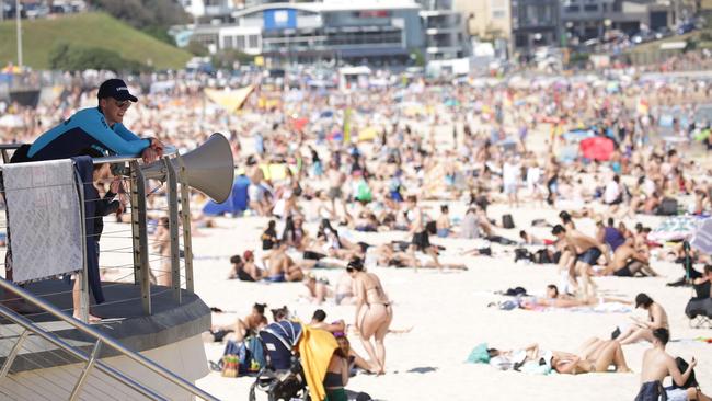 Crowds at Bondi Beach in October as temperatures reached 30 degrees. Picture: NCA NewsWire/Christian Gilles