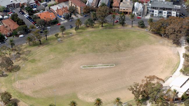 Drought Sports Oval Aerial. Peanut Farm Reserve, St Kilda.