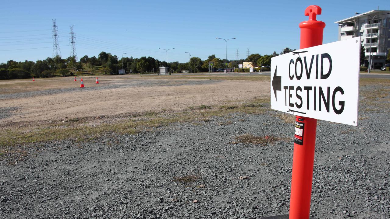 A sign directing cars towards the site. Picture: Glenn Hampson.