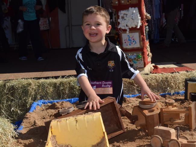 Jed Retallick, 4, enjoys the sandpit at the Stroll &amp; Swing at Jumpers and Jazz in July 2018.