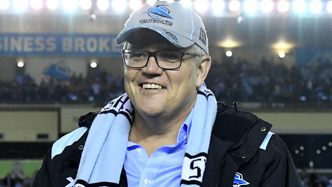 Prime Minister Scott Morrison seen during the Round 22 NRL match between the Cronulla Sharks and the St George Illawarra Dragons at Pointsbet Stadium in Sydney, Sunday, August 18, 2019. (AAP Image/Joel Carrett) NO ARCHIVING, EDITORIAL USE ONLY