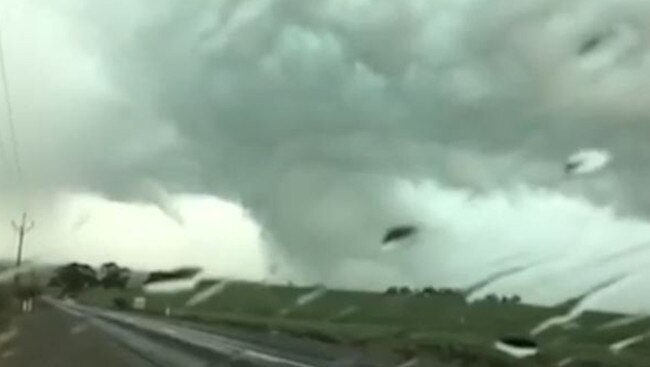 A still from video showing the tornadoes that swept across the state. Picture: Mark Paley