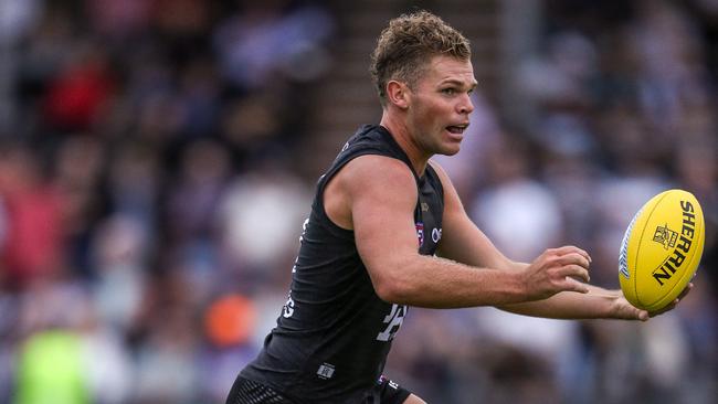 Dan Houston in action during Port Adelaide’s intra-club match at Alberton Oval. Picture: Matt Turner/AFL Photos