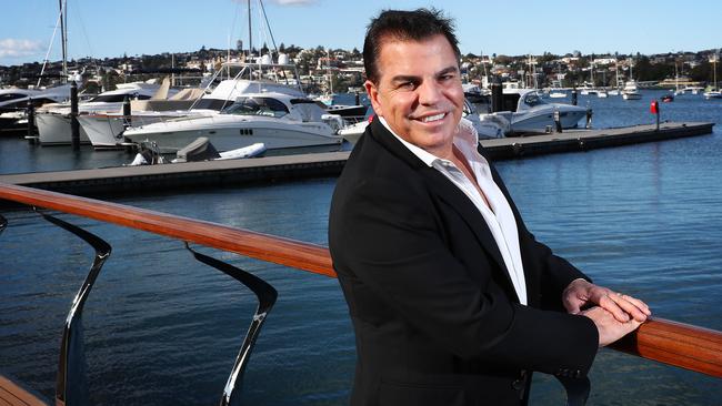 21/8/18: Ian Malouf at Rose Bay Marina in Sydney. He has sold his Dial a Dump waste business for $577 million today to Bingo Industries and is going to run a superyacht charter platform business called Ahoy Club. John Feder/The Australian.