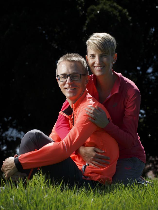 Jared Tallent with his wife Claire. Picture: Matt Turner.