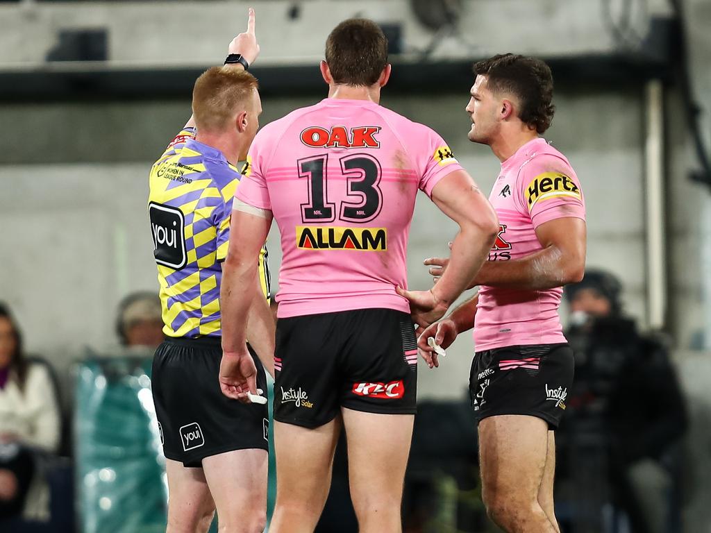 Nathan Cleary sent off last Friday night for the spear tackle on Brown.