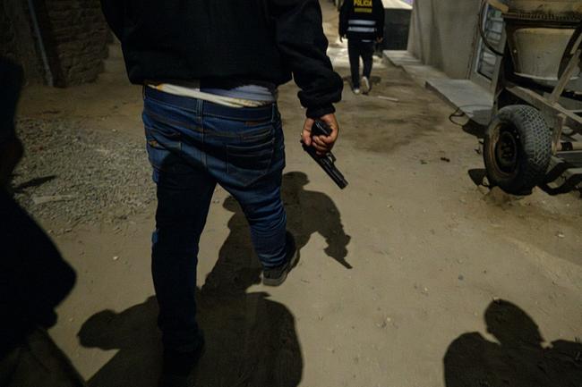 Members of an anti-extortion task force patrol the Peruvian city of Trujillo