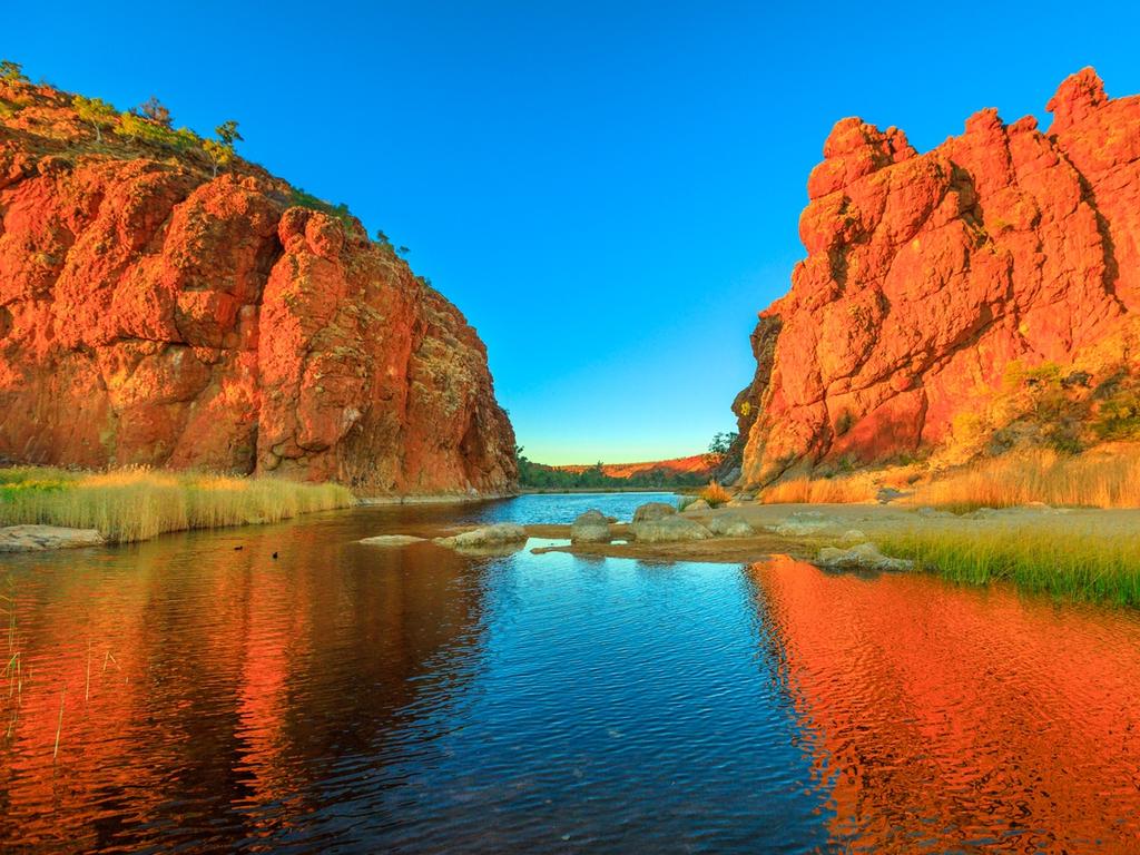 Scenic Glen Helen Gorge in the West MacDonnell Ranges.