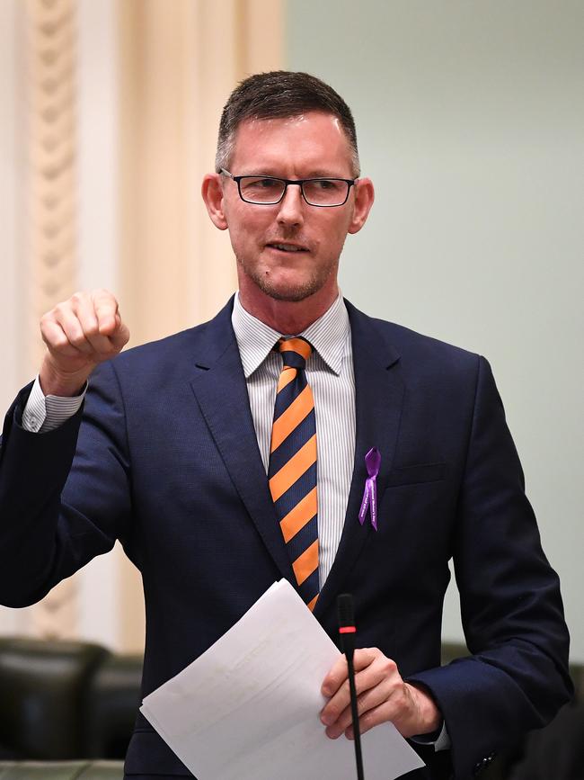 Queensland Transport Minister Mark Bailey speaks during Question Time at Parliament House in Brisbane. Picture: NCA NewsWire / Dan Peled