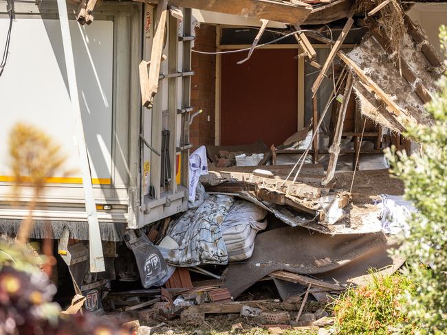 The truck hit the front bedroom. Picture: Jake Nowakowski