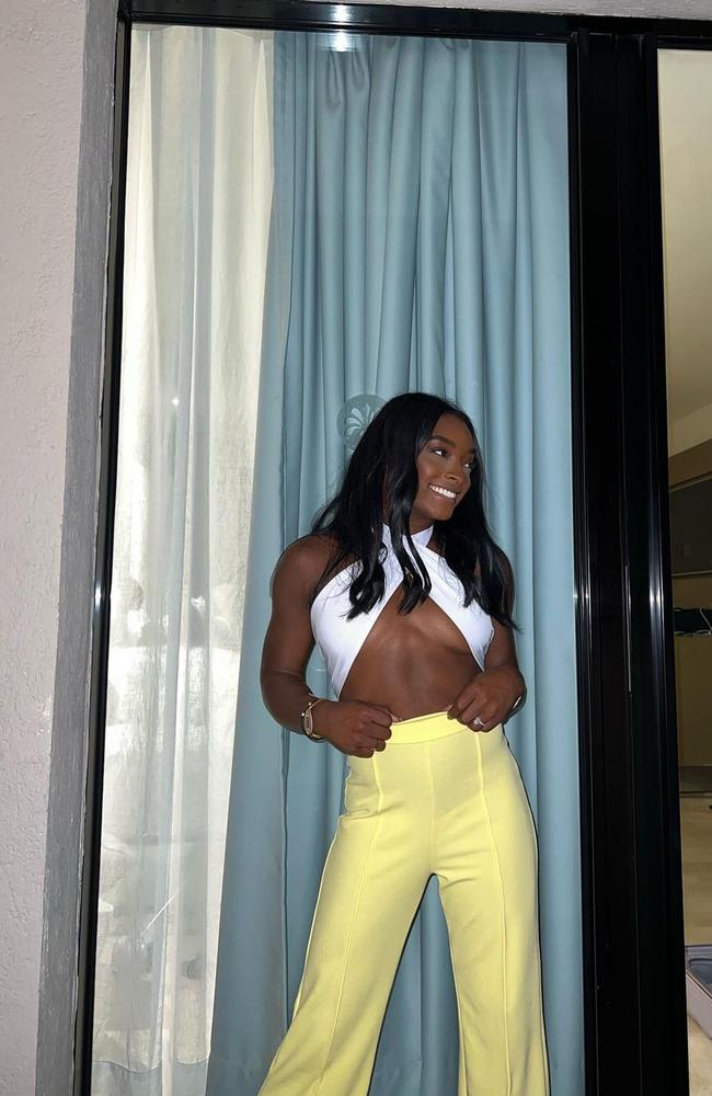 The Olympic gymnast is a petite 142cm tall. Picture: Instagram/simonebiles